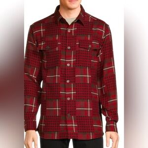 NWT Rowm Big&Tall The Lodge Long Sleeve Jacquard Patchwork Shirt Jacket,size 2XB